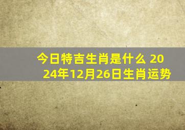 今日特吉生肖是什么 2024年12月26日生肖运势